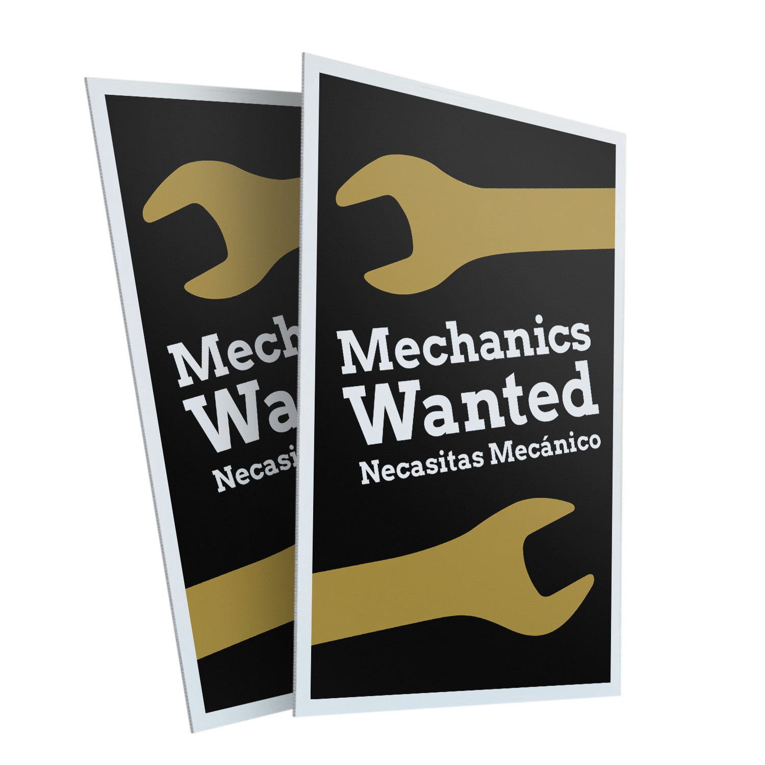 Mechanics Wanted English Spanish Heavy Duty A-Frame Sidewalk Sign Bilingual Job