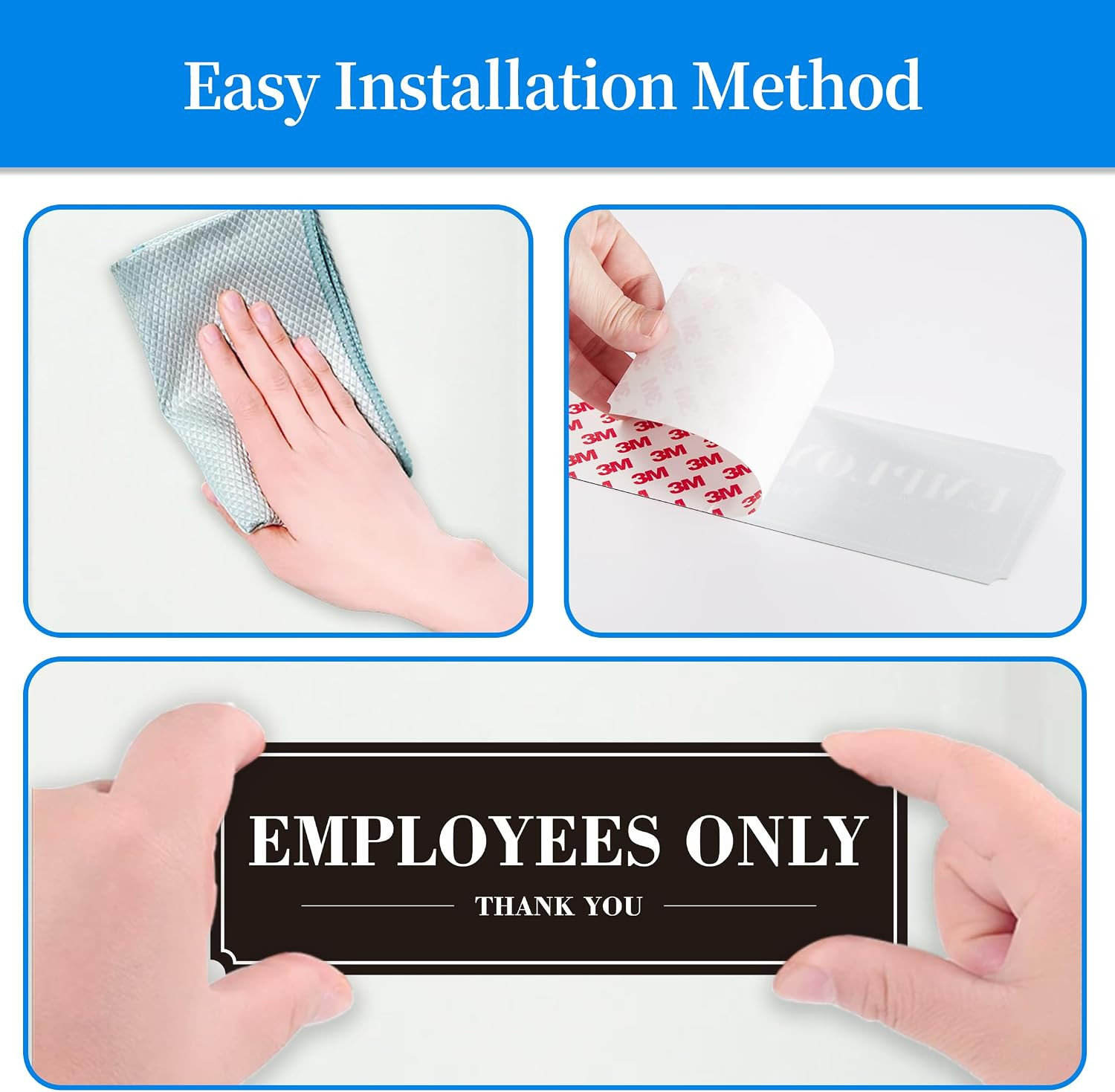 Employees Only Sign for Door, (2 Pack) Self-Adhesive Staff Only for Business Doo