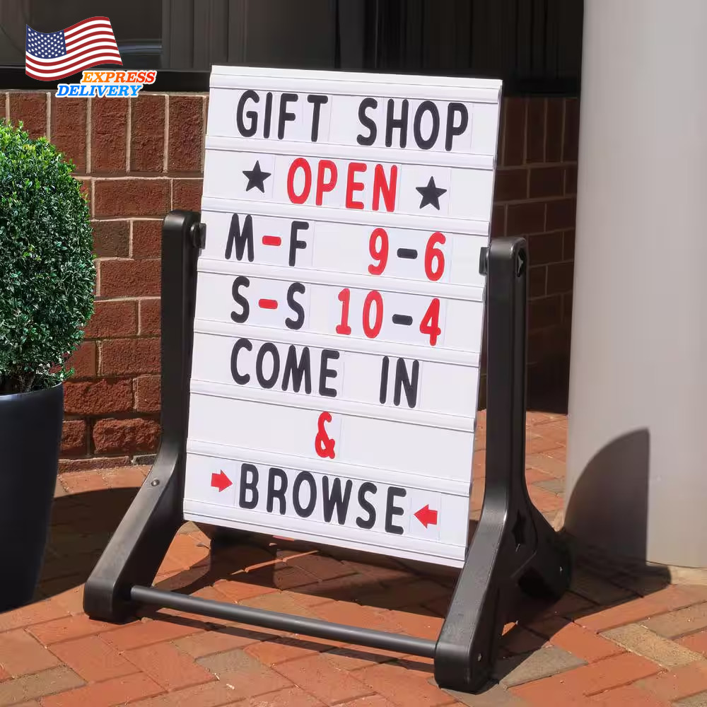 Excello 37 In. X 36 In. Swinging Message Board Sign Black