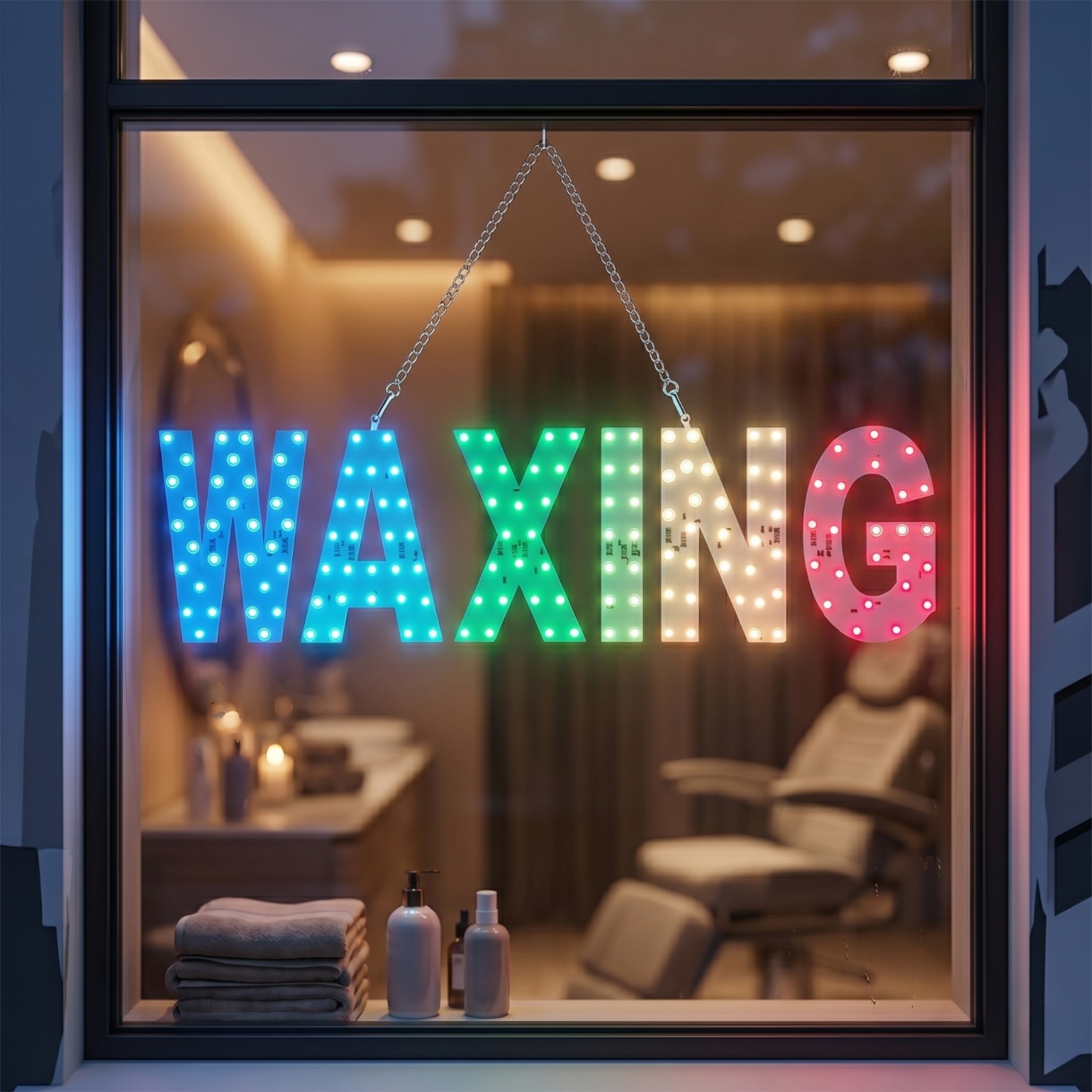 EPL Signs WAXING RGBW LED Sign Business 7&Prime;x28&Prime; Remote 4G Full-color Changes