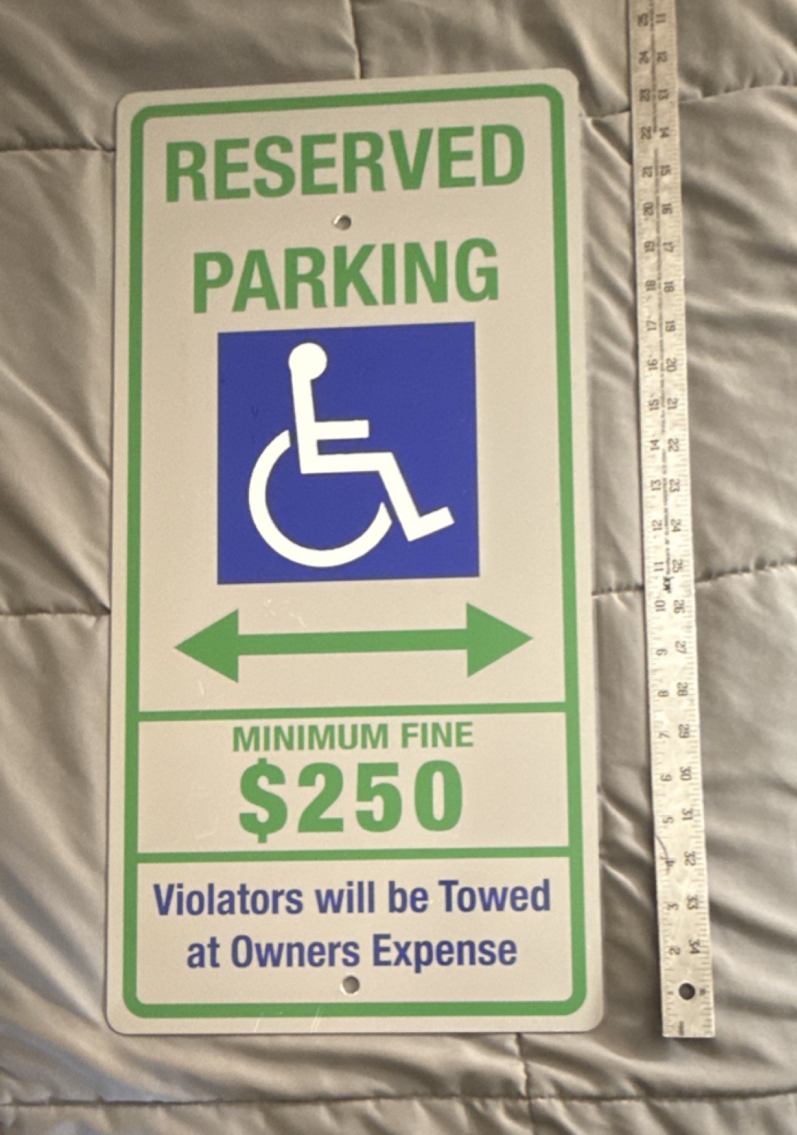 Reserved Parking Handicap Metal Sign 24×12 in Pre-Drilled