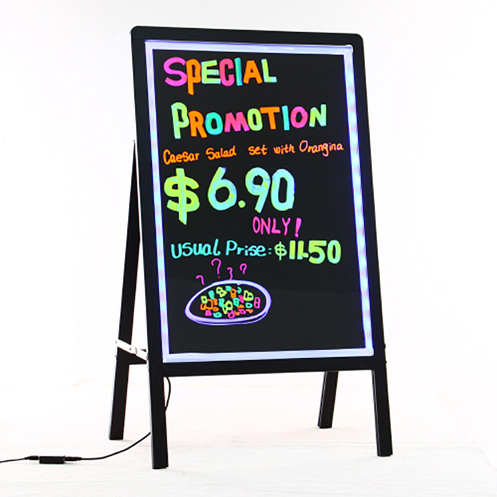 Large Foldable LED Writing Board Menu Sign Flashing Erasable Indr/Outdoor 19×26&Prime;