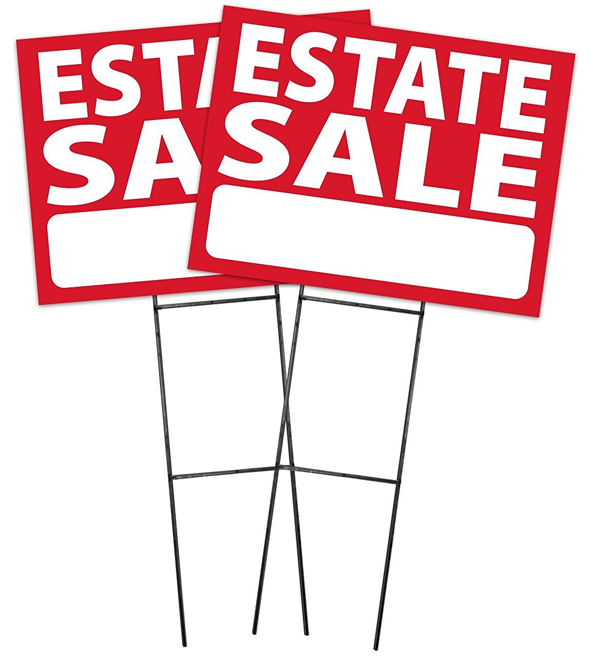 Large (18&Prime;x24&Prime;) Estate Sale – RED – Sign Kit with Stands – 2 Pack