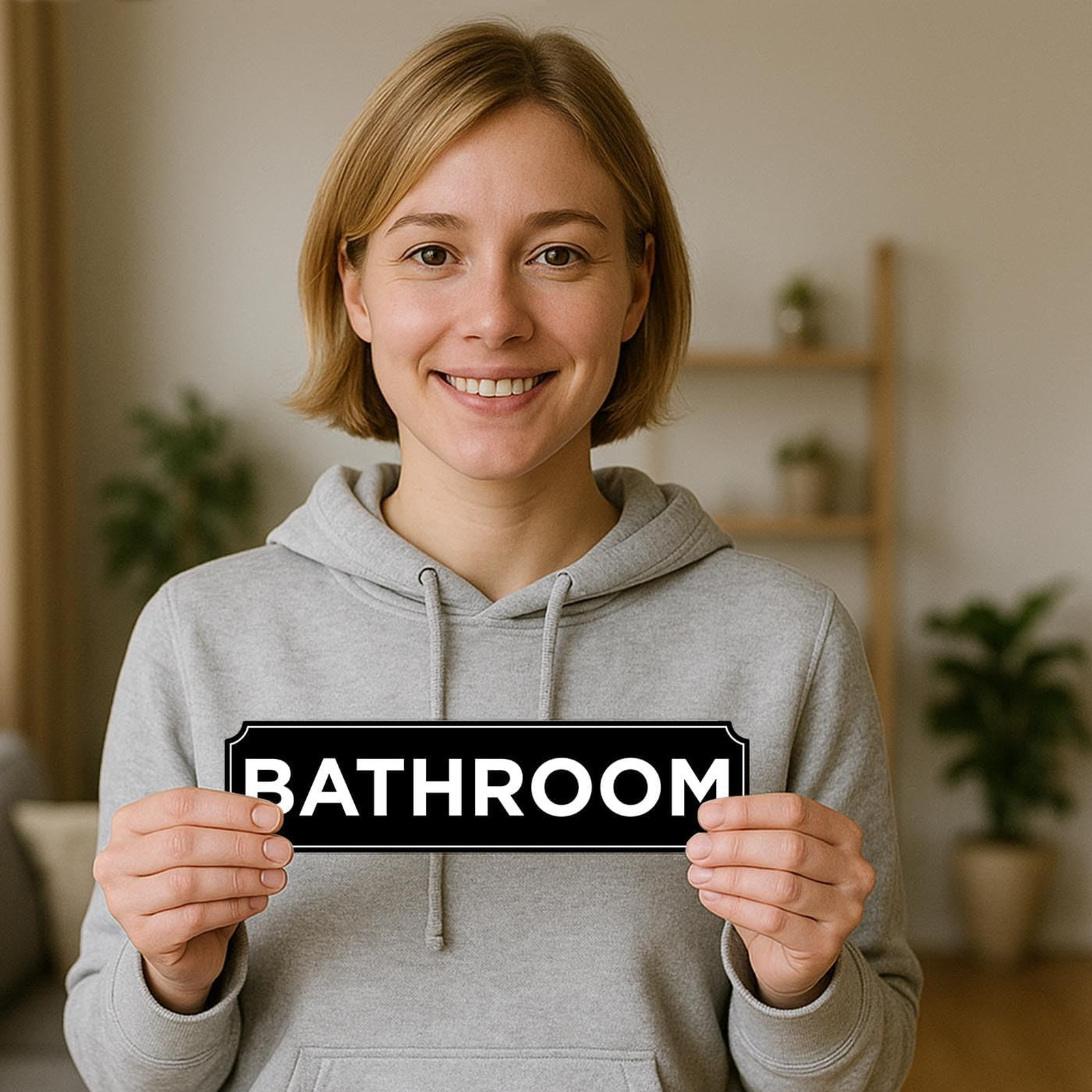 Bathroom Signs Decor Black Vinyl 8×2 Inches Unisex Restroom Door Stickers Set of