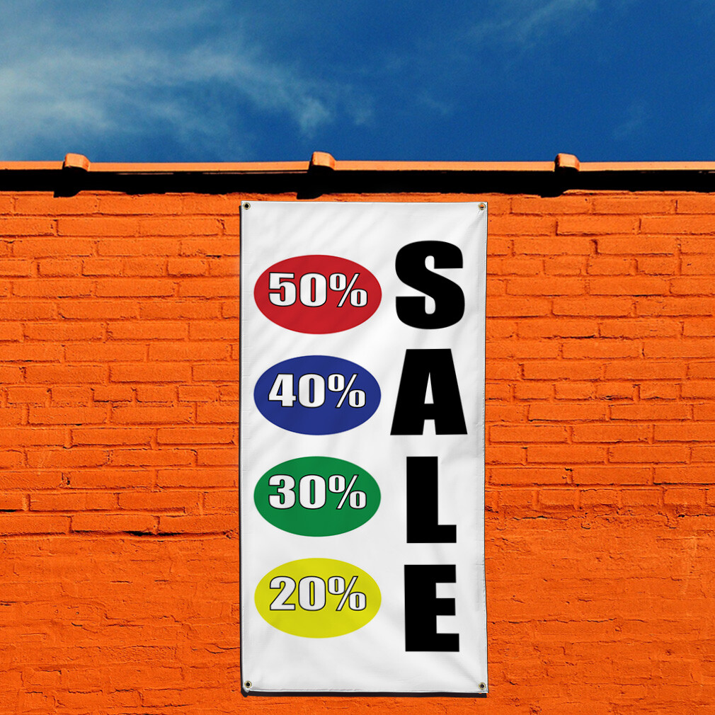 Vertical Vinyl Banner Multiple Sizes 50% 40% 30% 25% Deal Promotion Business