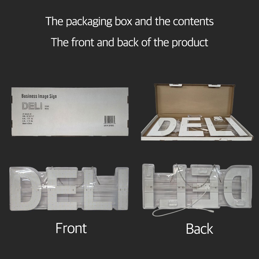 EPL Signs DELI White LED Sign Business 10&Prime;x28&Prime; Remote 2G Blinking Mode
