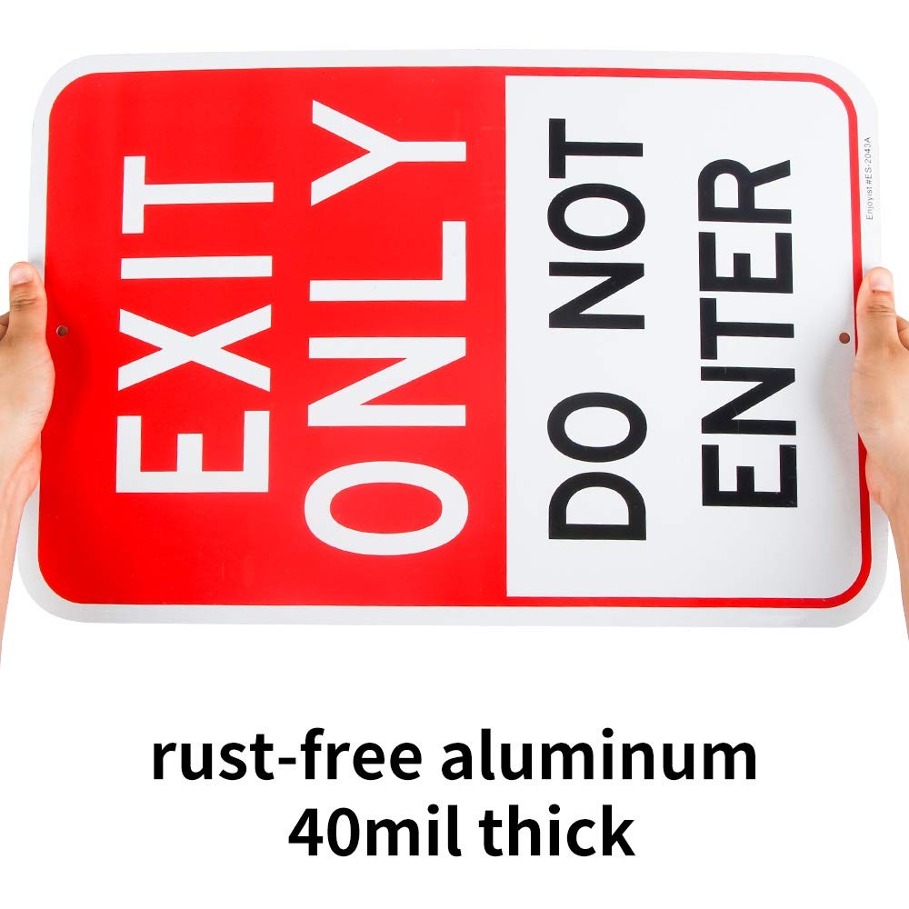 2-Pack 18×12 Exit Only Do Not Enter Sign, .04 Reflective Aluminum, Rust Free