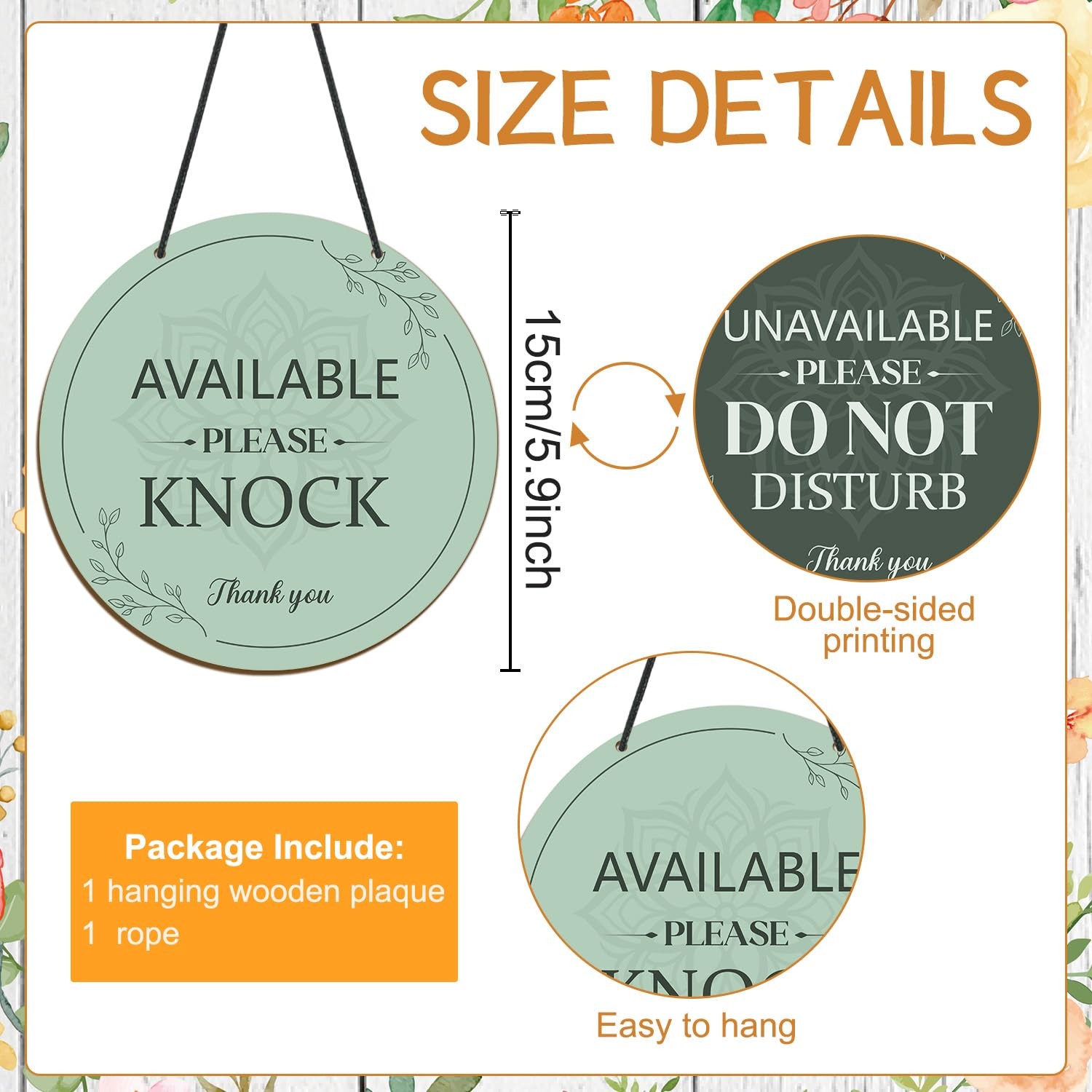 Do Not Disturb Door Hanger Sign – Available Please Knock Sign Green Double-Si…