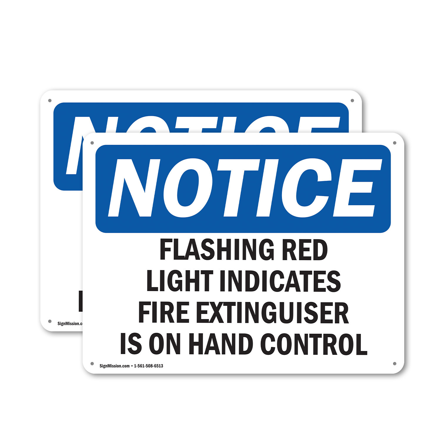 (2 Pack) Flashing Red Light Indicates Fire Extinguisher OSHA Notice Sign Decal