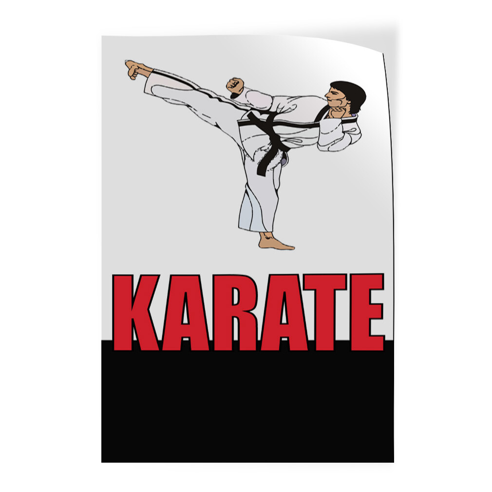 Door Decals Vertical Vinyl Stickers Multiple Sizes Karate Business Advertisement