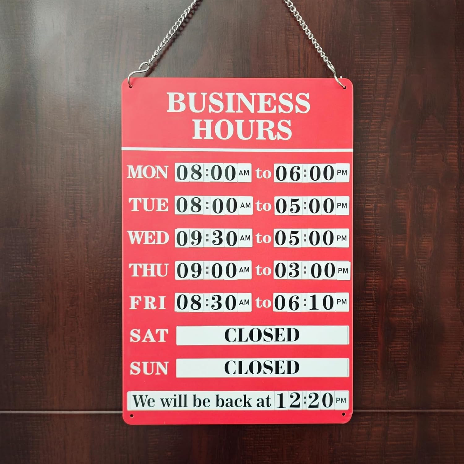 Magnetic Changeable Business Hours Sign, Metal Hours of Operation Signs for Busi
