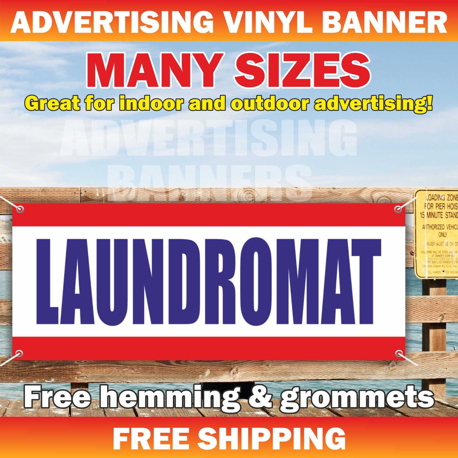 LAUNDROMAT Advertising Banner Vinyl Mesh Sign CLEANING SERVICE Laundry Now open