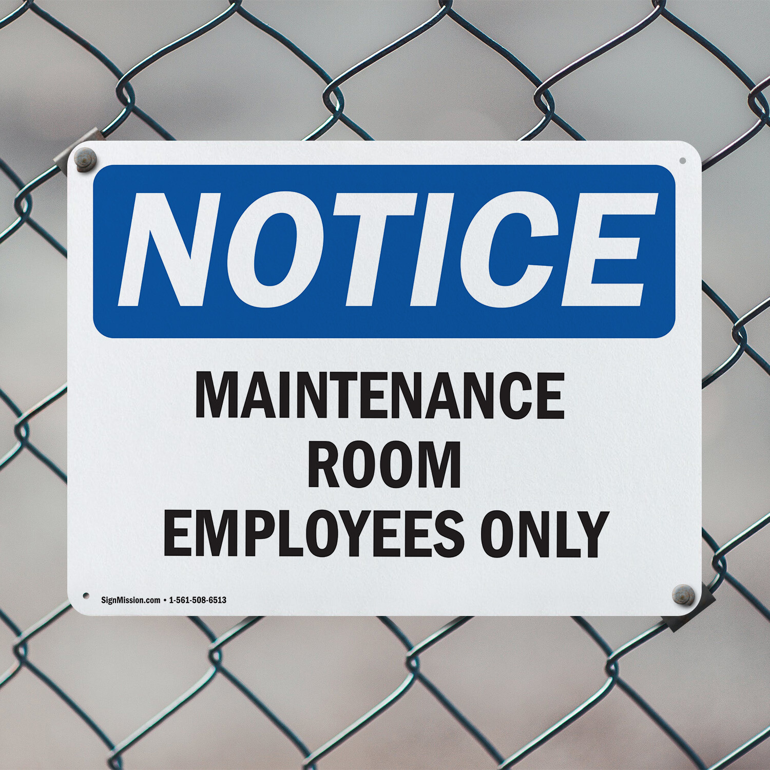 (2 Pack) Maintenance Room Employees Only OSHA Notice Sign Decal Metal Plastic