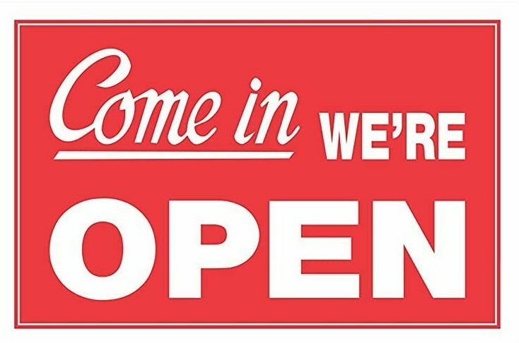 One Sided Come in We&rsquo;re Open Sign 8 x 12 Inch – 2 Count, White and Red
