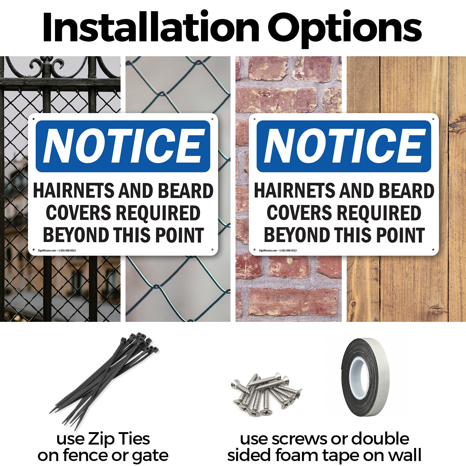 (2 Pack) Hairnets And Beard Covers Required Beyond OSHA Notice Sign Decal Metal