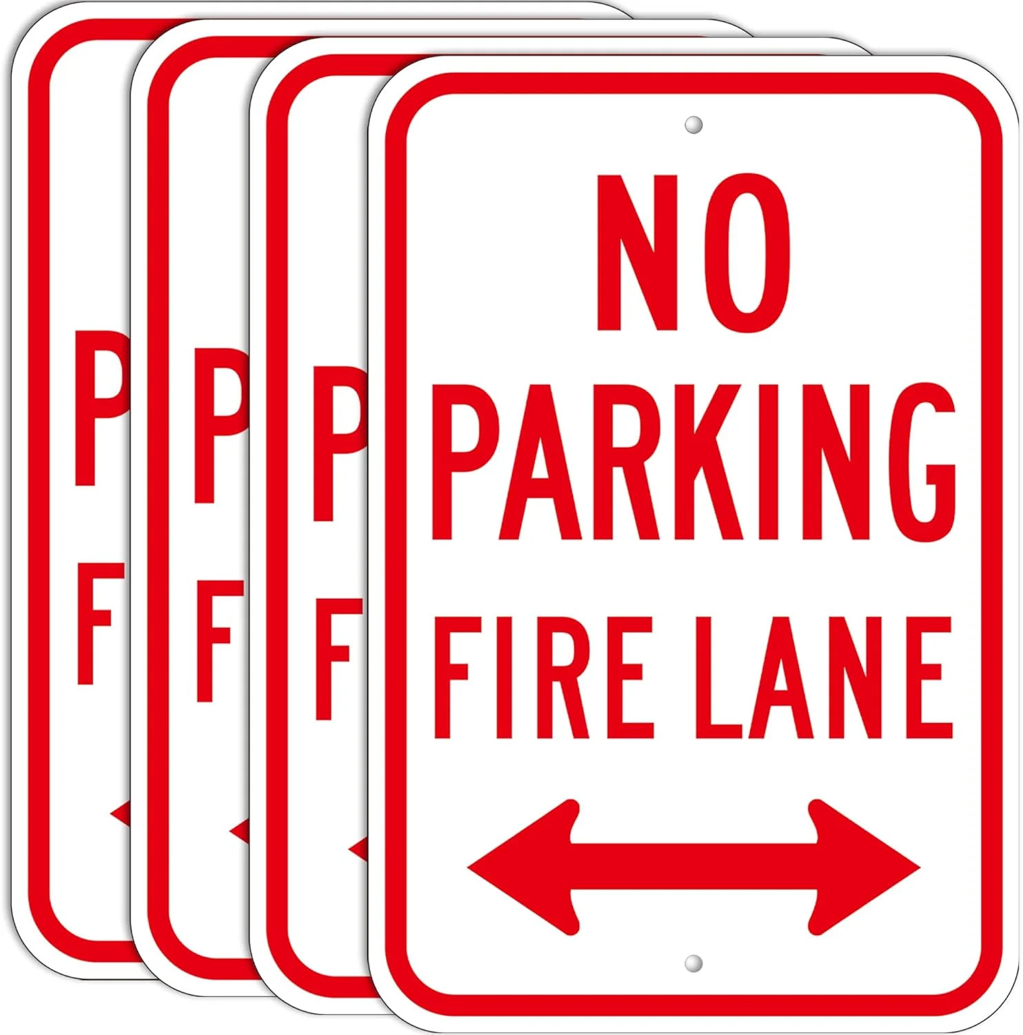 4 Pack Large No Parking, Fire Lane Sign, 18 x 12 Inches Reflective Rust Free Alu