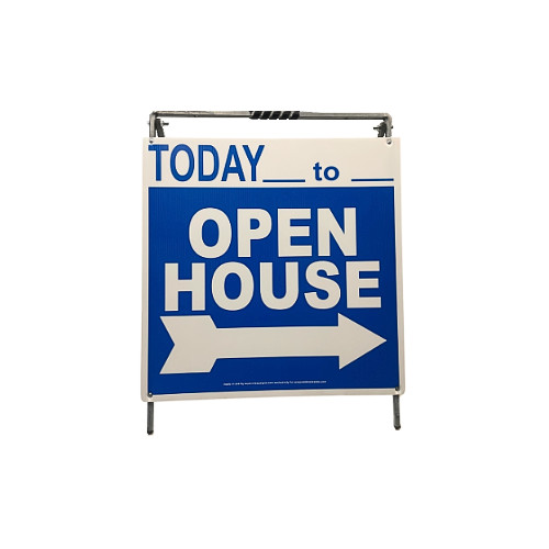 Real Estate Open House Sign Kit Metal A-Frame 5 Pack Blue w/ Today Times