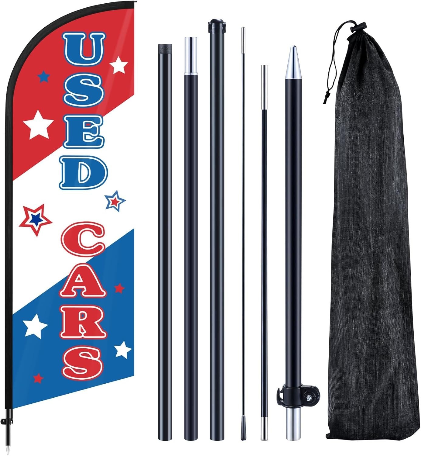 7 ft Used Cars Feather Flag with Pole & Ground Stake for Powerful Advertising