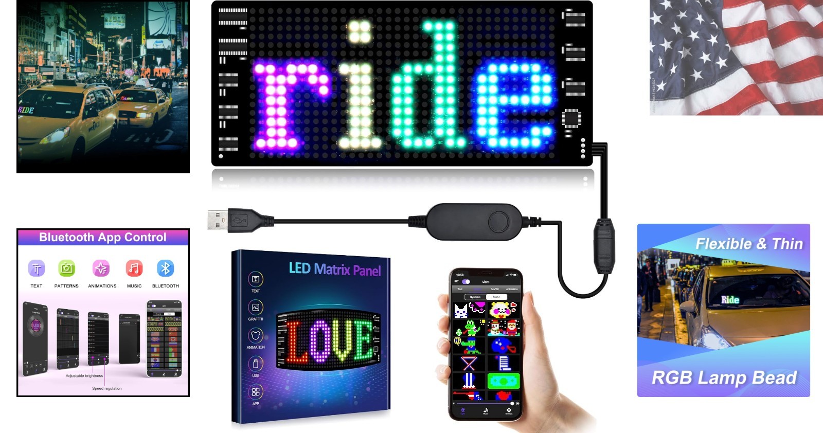 LED Light Signs for Car,Programmable Flexible LED Sign,Bluetooth APP Control,…