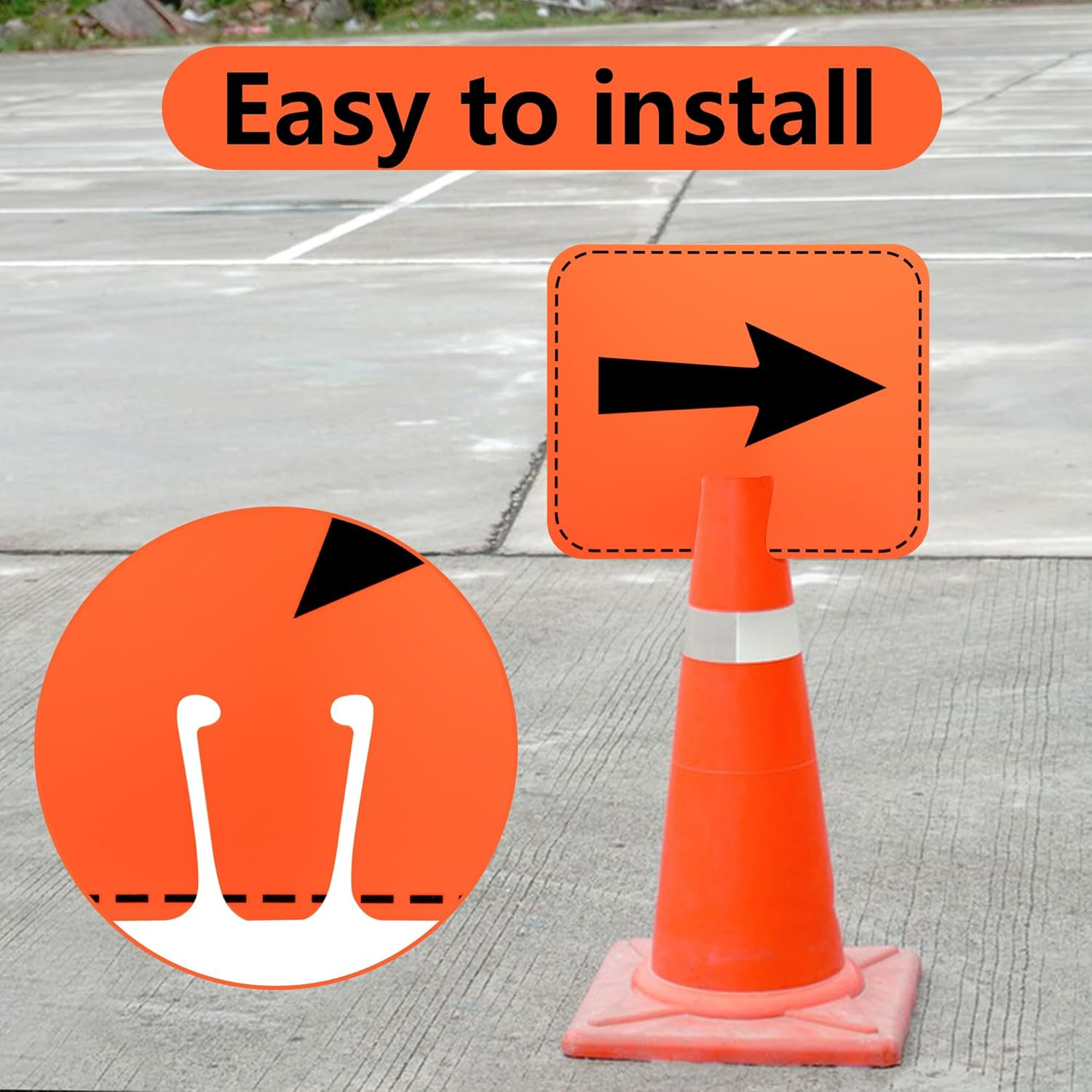 8 Pcs Traffic Cone Arrow Signs, 12.5&Prime; x 10.4&Prime; Reversible Directional Cone Top…