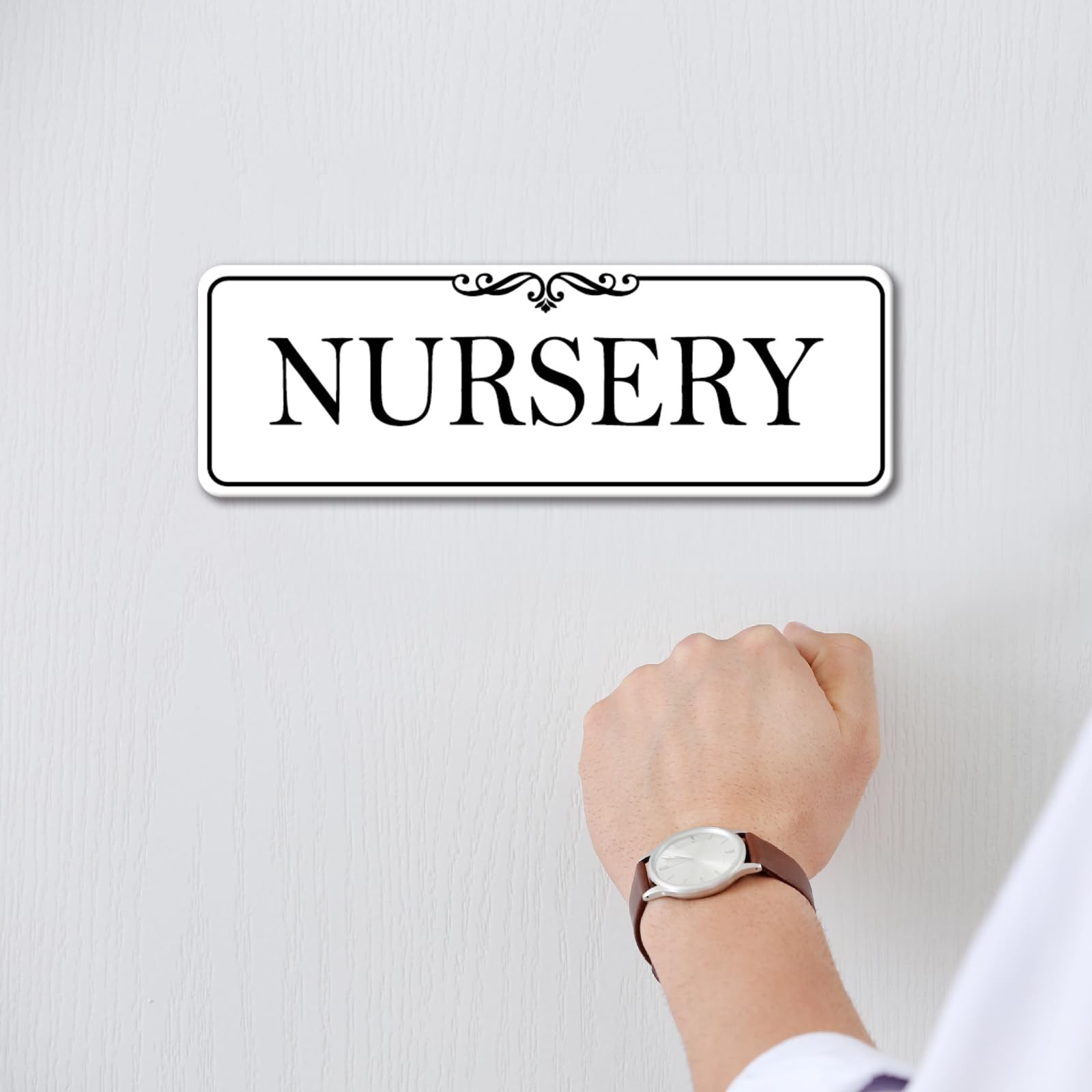 9×3 Inch Nursery Sign, Acrylic Self-stick Door Wall Signage Great for Offices…