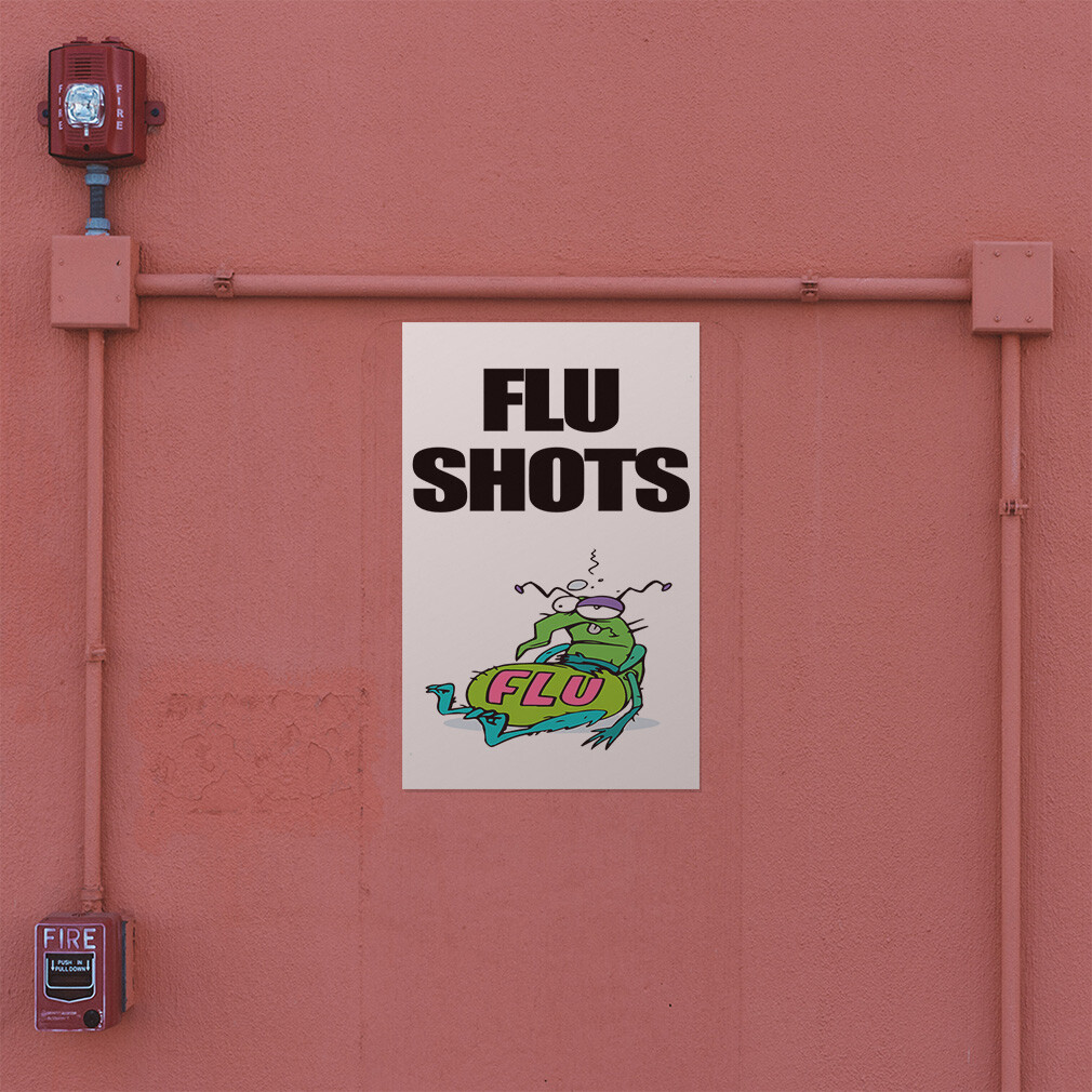 Door Decals Vertical Vinyl Stickers Multiple Sizes Flu Shots Health and Wellness