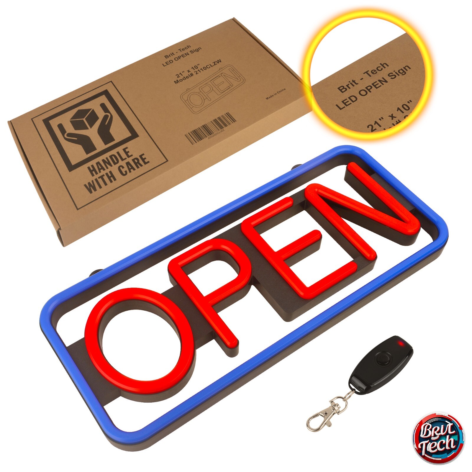 Open Sign For Business LED Neon 21&Prime; Large Light Bright Restaurant Bar Store Shop
