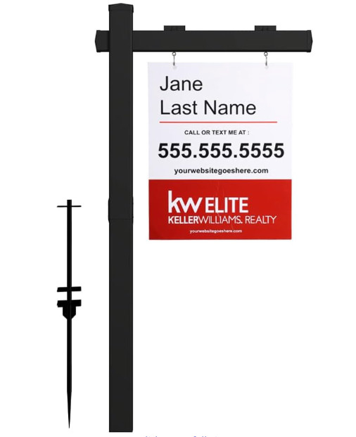 Black Real Estate Sign Post Vinyl PVC Flat Cap 6ft. (4&Prime;x 4&Prime;x 72&Prime;) Realtor Sign