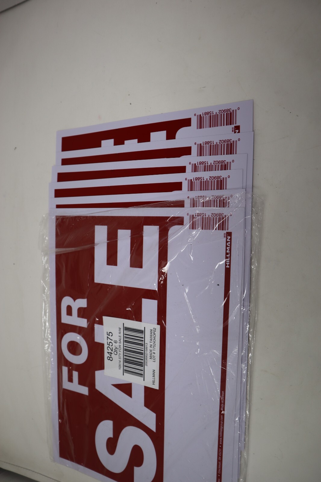 Hillman 10 Inch x 14 Inch Red & White for Sale Signs Pack of 6 English 842575