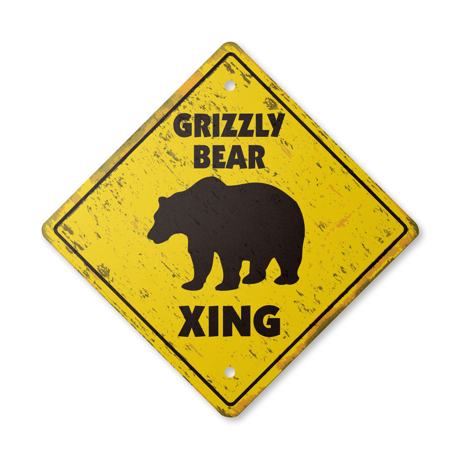 Grizzly Bear Vintage Crossing Sign Xing Plastic Rustic black brown kodial alaska