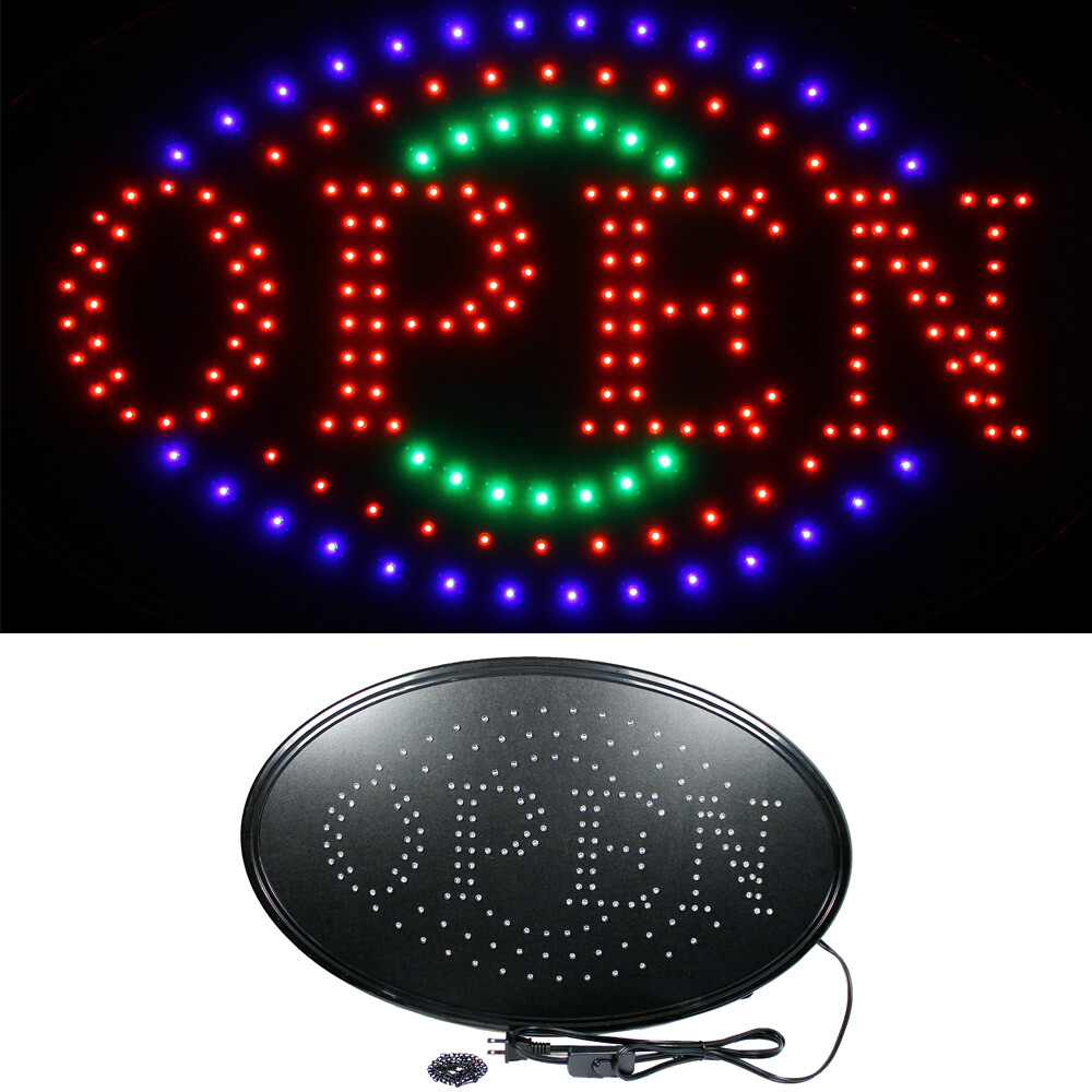 Large 23&Prime; x 14&Prime; Bright LED Neon OPEN Business SIGN with Motion Animation – Oval