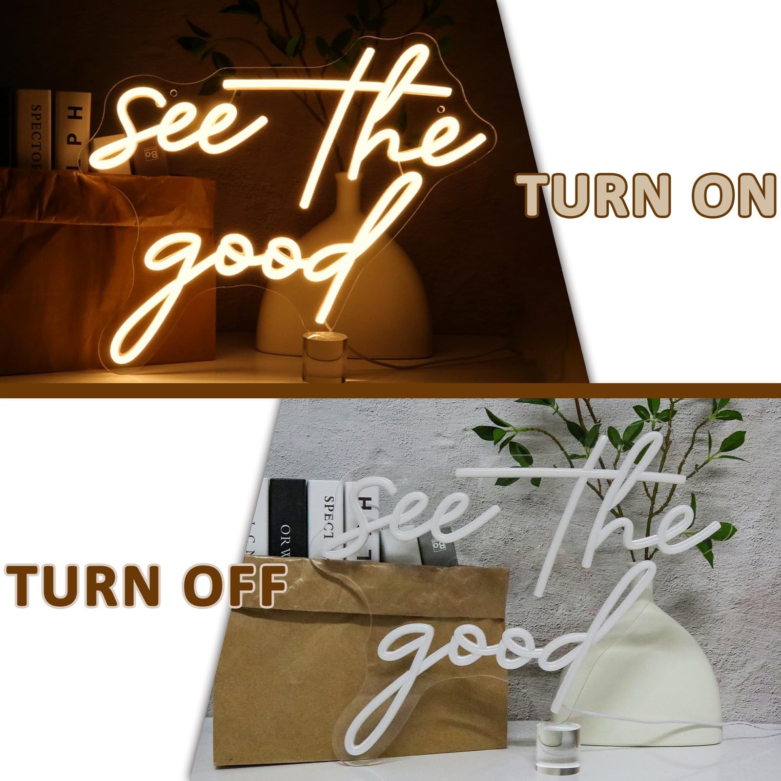 See The Good Neon Sign for Wall Decor, Warm White Led Signs for Room, USB Dim…