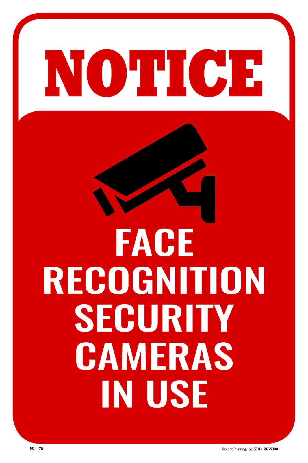 Notice Face Recognition Cameras in Use | Single-sided Parking Sign | 12&Prime;W x 18&Prime;H