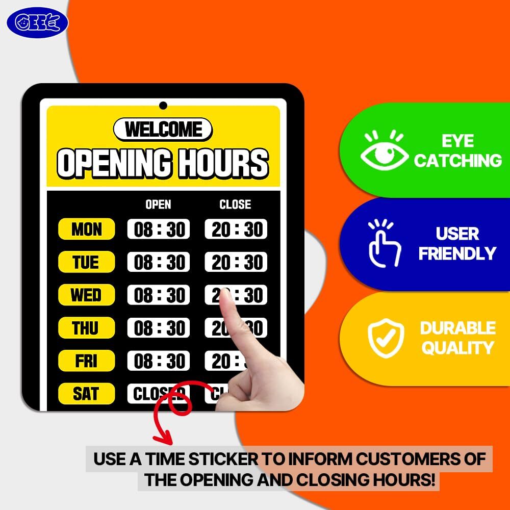 Opening Hours Business Sign Store Operation Sign Changeable Open Sign Black