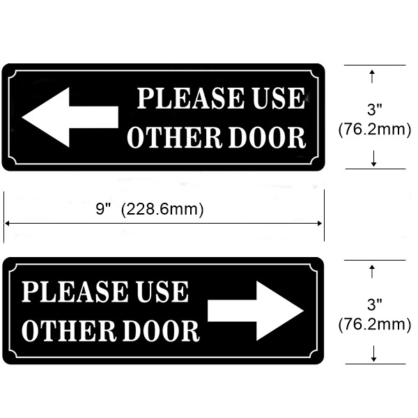 (2 Pack) 9&Prime; X 3&Prime; PLEASE USE OTHER DOOR Sign Back Self Adhesive Vinyl Sticker