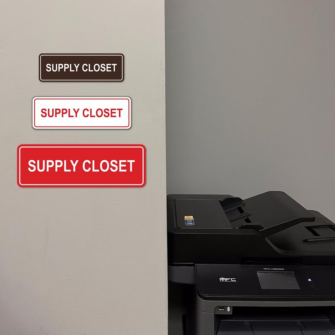 2 PCS Small Black Standard Supply Closet Wall Door Sign Office Storage Plaque