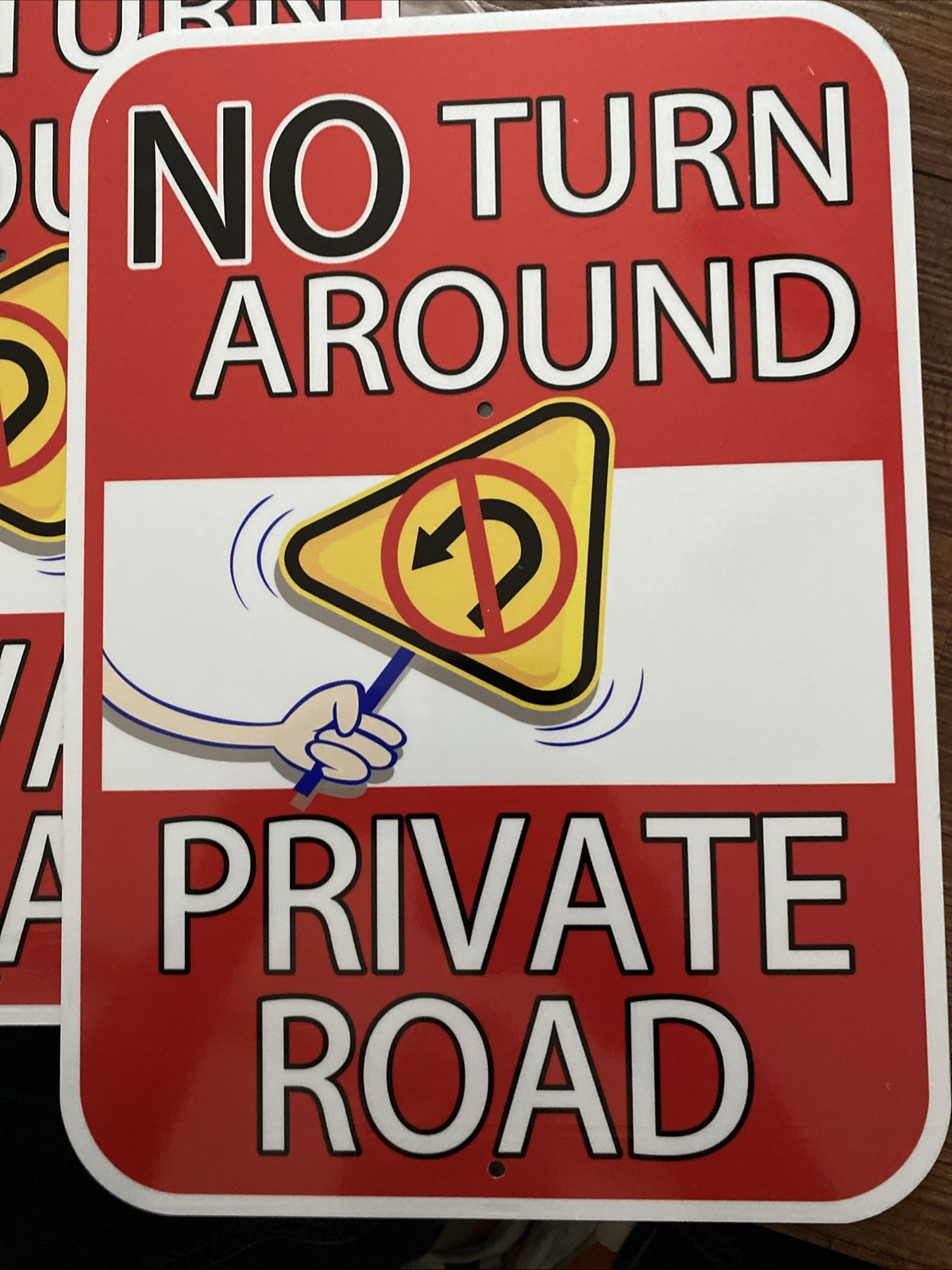 No Turn Around Private Drive Sign Aluminum Bright Color 10×12 Sign New 2 Pack