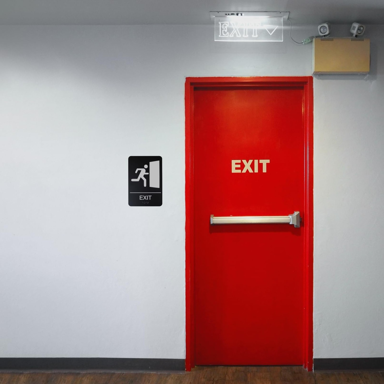 6×9 Inch Exit Door Sign Black ADA Compliant Braille Lettering High Visibility