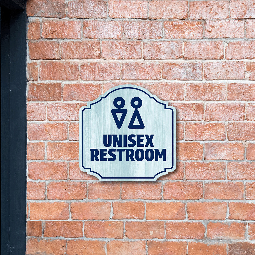 Heritage Plus Unisex Restroom Wall or Door Sign | Gender Neutral Bathroom