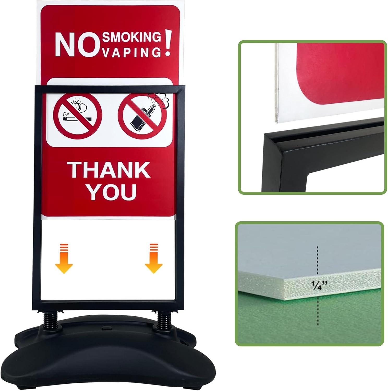 24&Prime;x36&Prime; Water Base Sidewalk Sign Holder with Wheels, Outdoor Poster Stand