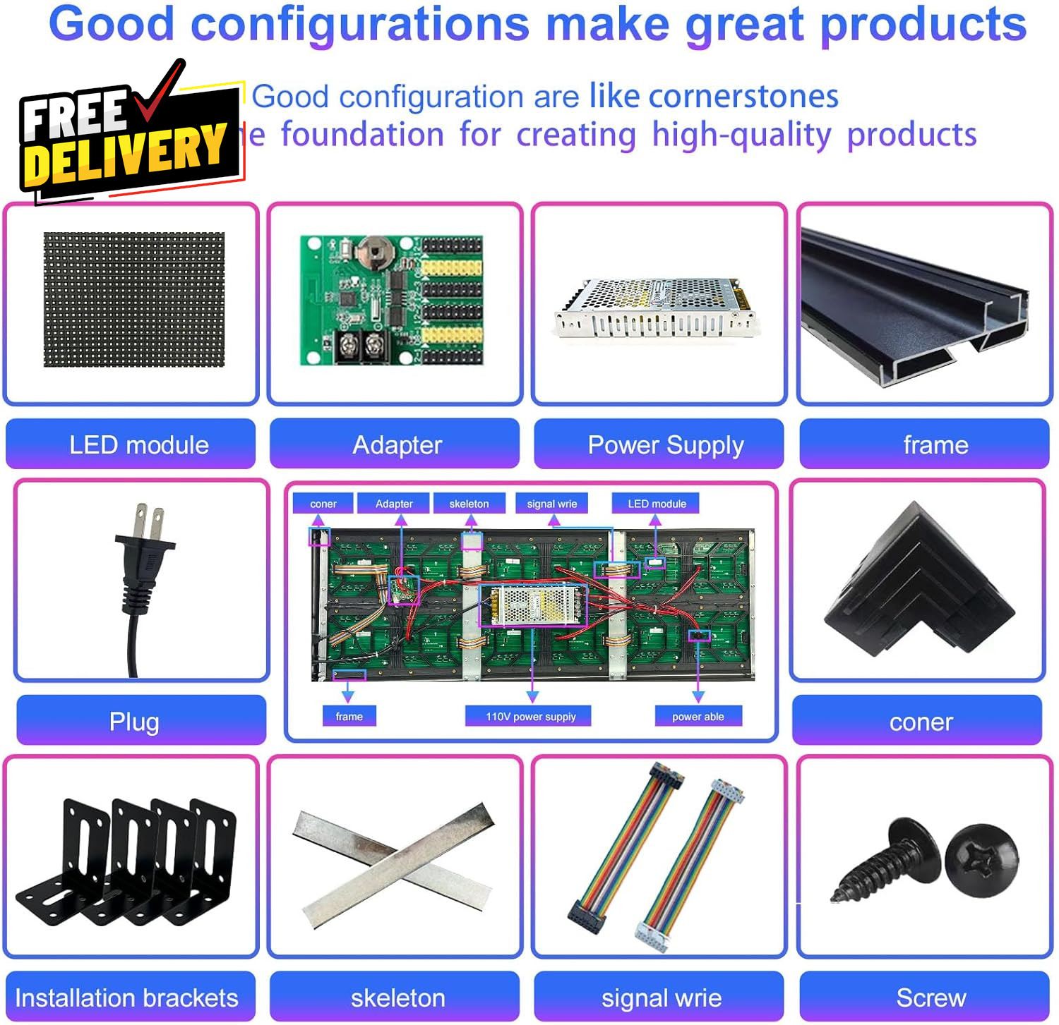 26×14 Programmable Scrolling LED Sign Waterproof Digital Display Board for Wall…