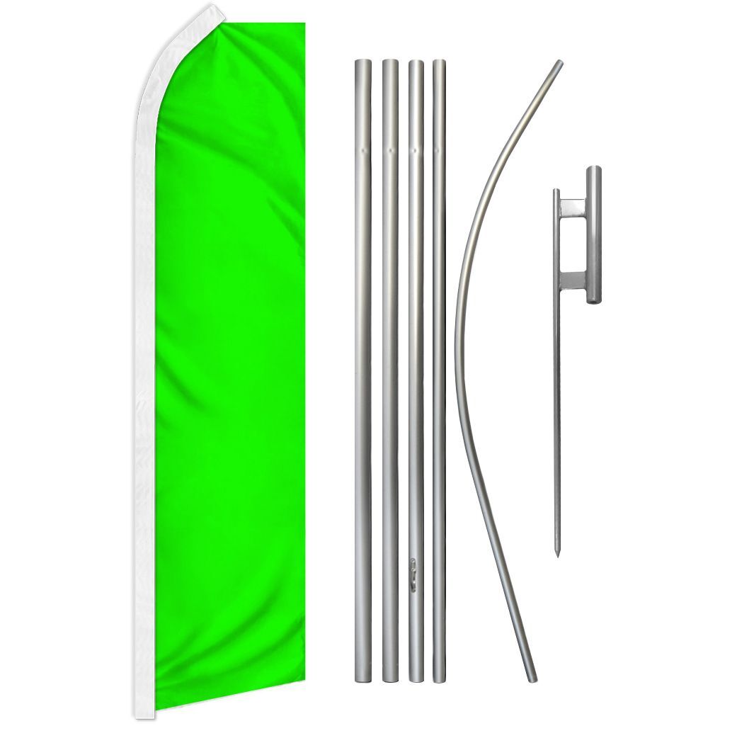 « NEON GREEN » Advertising Super Flag & Pole Kit solid color blank verde lime