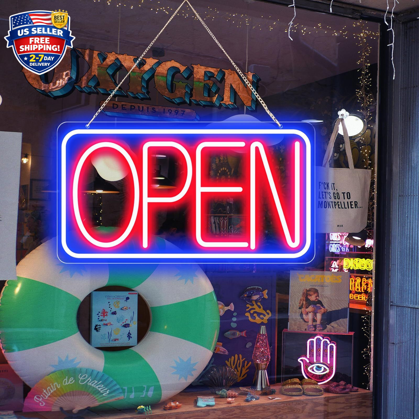 16.5&Prime; X 9&Prime; Led Neon Open Signs for Business Ultra Bright Plug In Electric Light