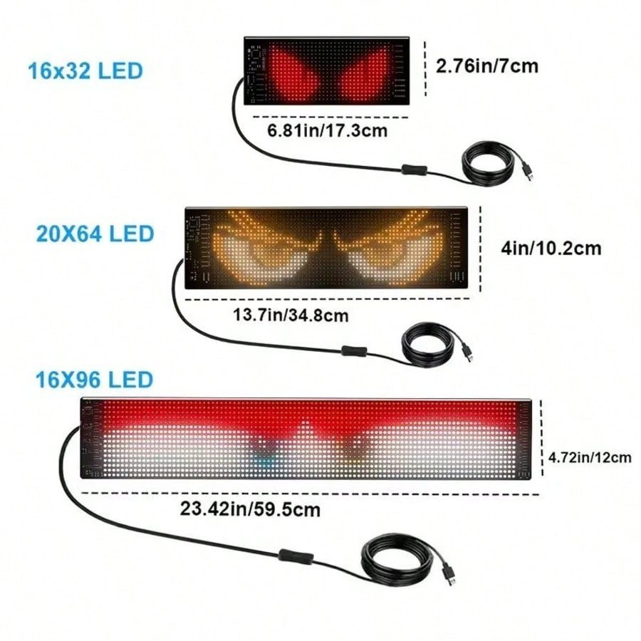 Programmable LED Car Sign Bluetooth APP Control Scrolling Display For Car Decor