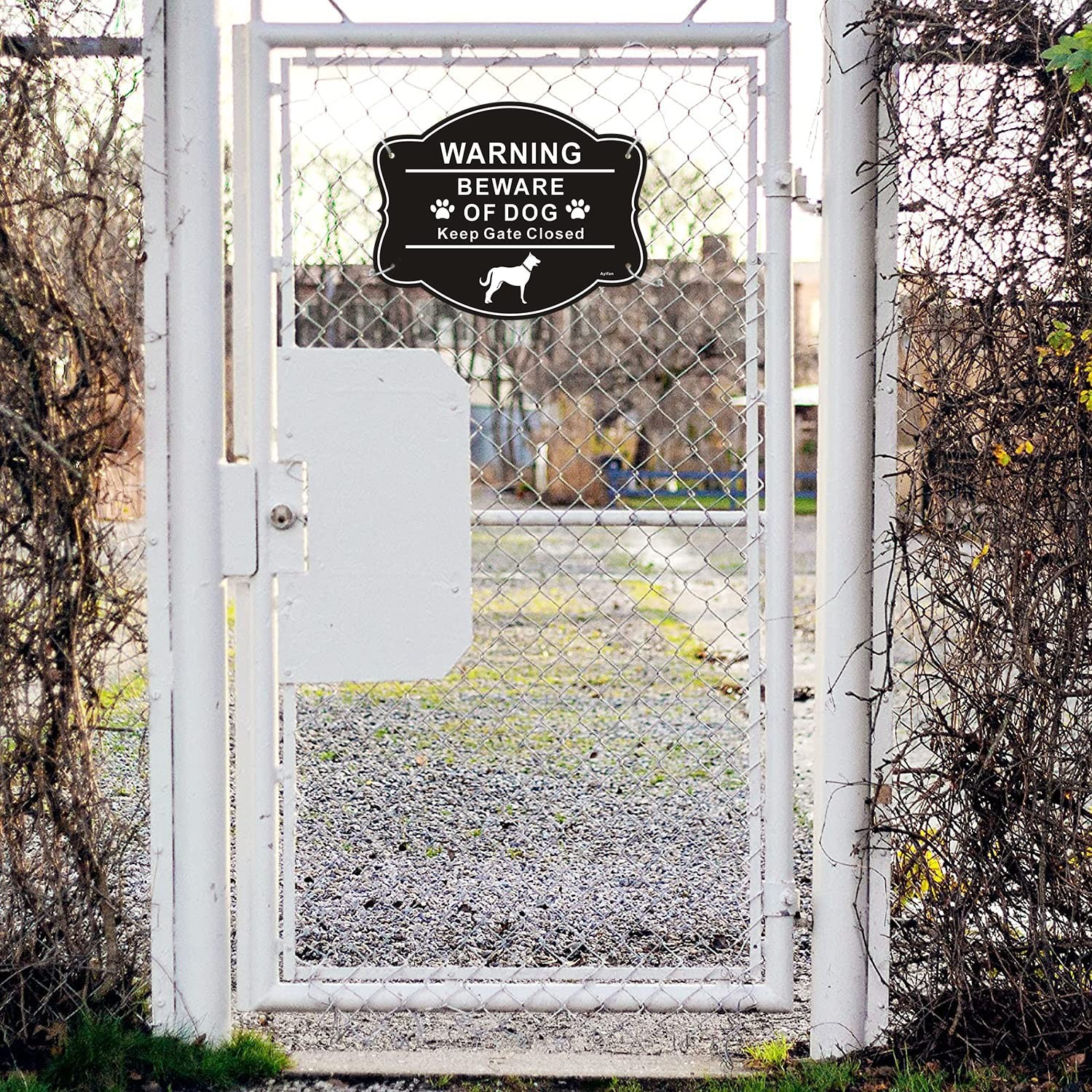 2 Pack Beware of Dog Signs For Fence 10 x 8 Inch Rust Free Aluminum Metal Yard