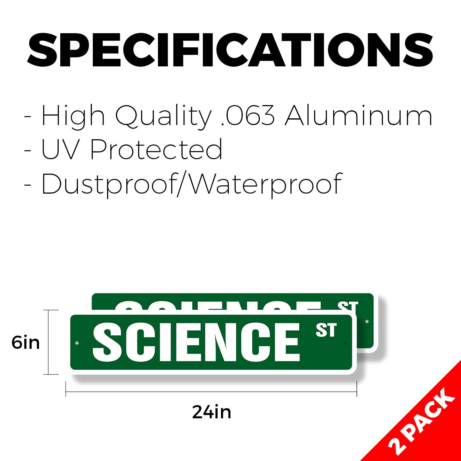 SCIENCE Street Sign (2 Pack) Metal Plastic chemistry biology teacher geek degree