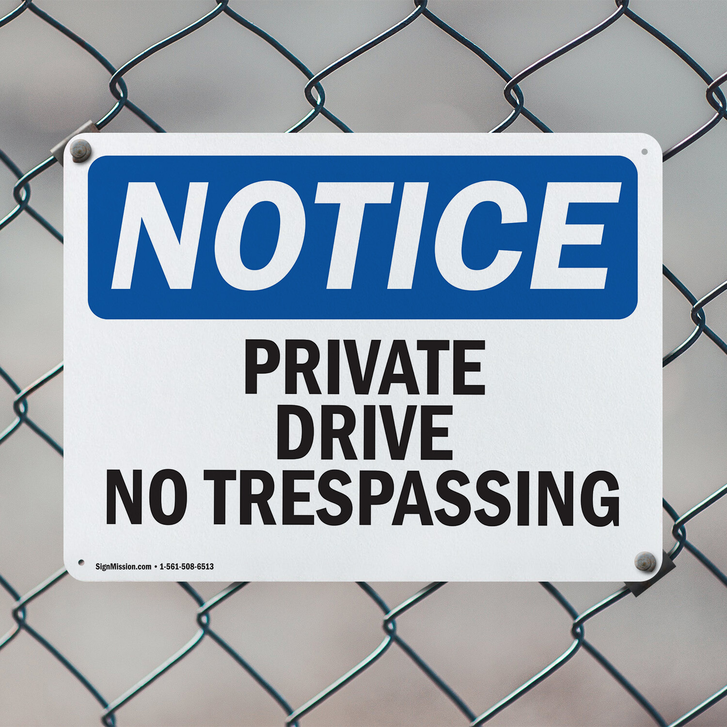 (2 Pack) Private Driveway No Trespassing OSHA Notice Sign Decal Metal Plastic
