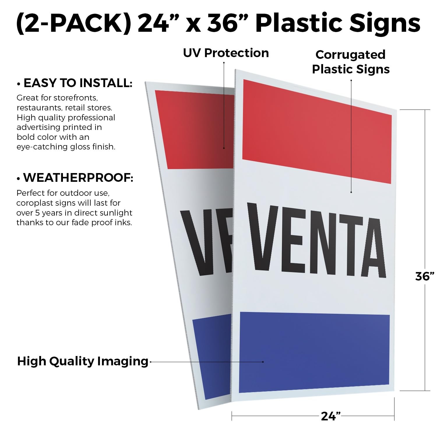 Signmission Venta 2-Pack 24 Inch X 36 Inch Plastic Insert 4Mm Corrugated