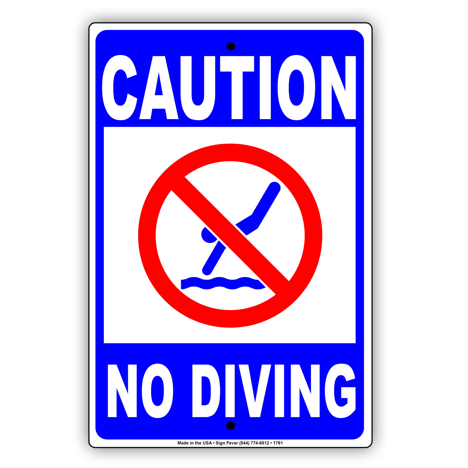 Caution No Diving Allowed Shallow Water Safety Alert Notice Aluminum Metal Sign