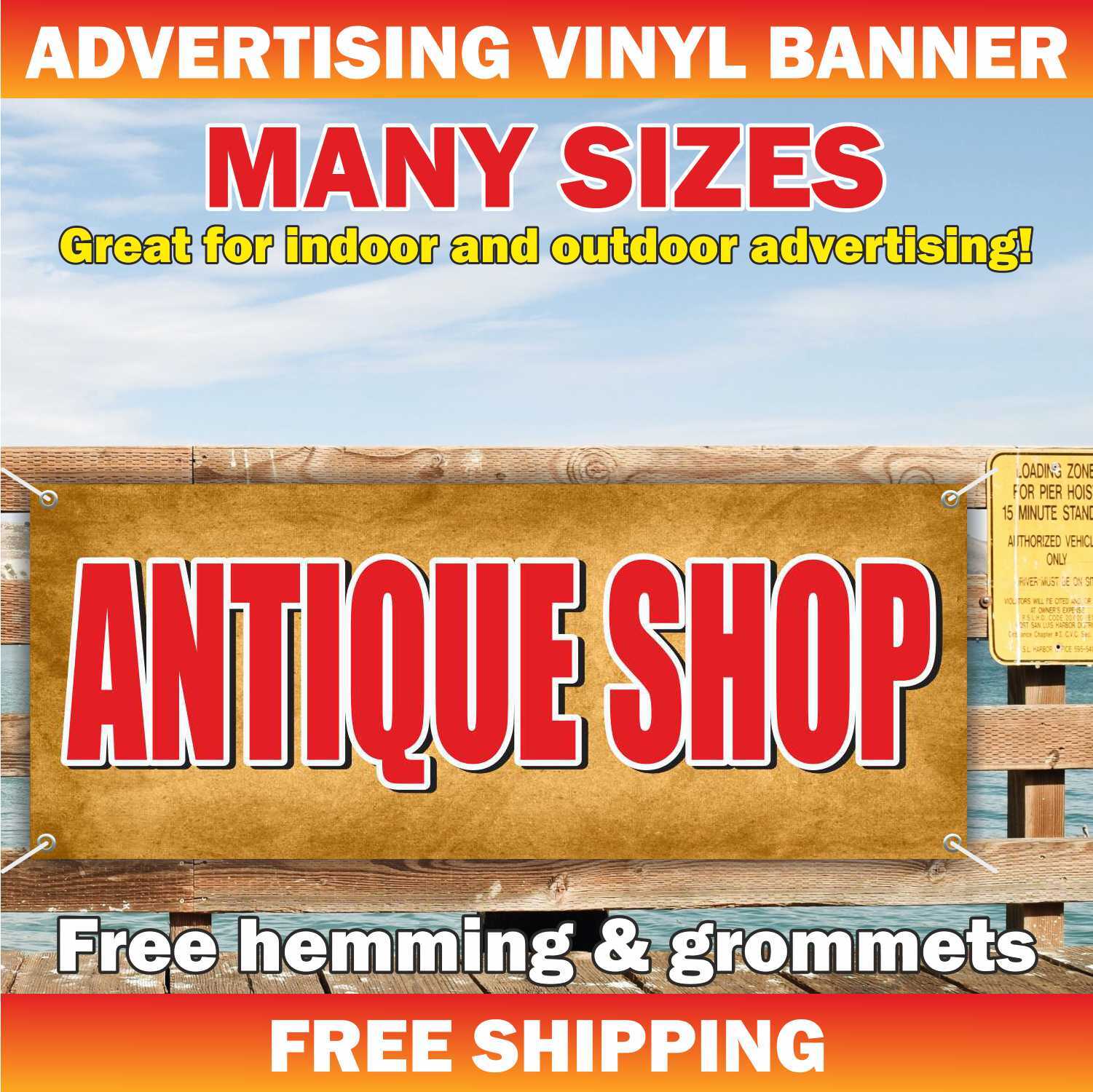 ANTIQUE SHOP Advertising Banner Vinyl Mesh Sign accessories coin collecting mall